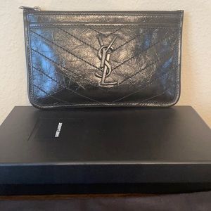 Saint Laurent Niki Quilted Leather Zip Pouch